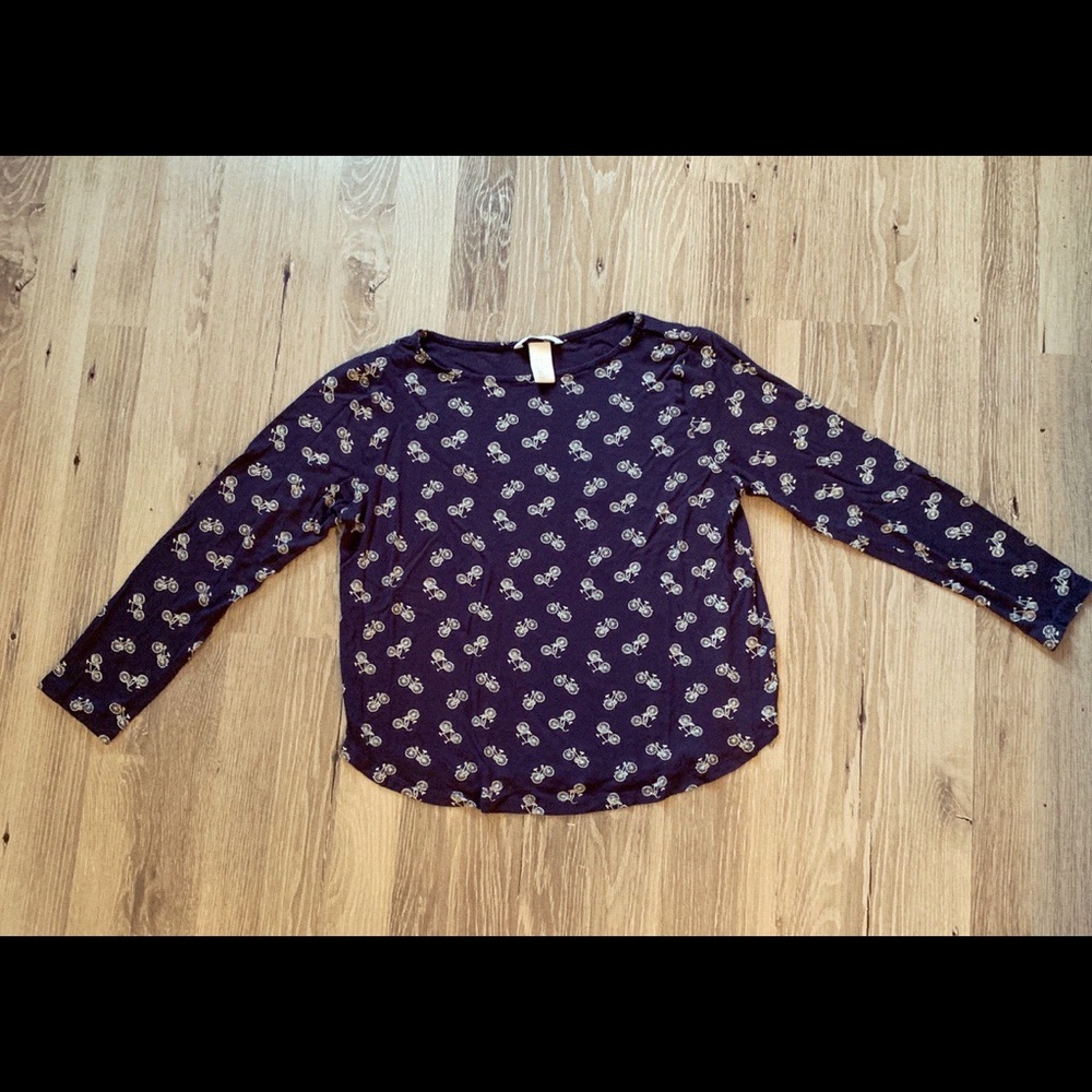 H&M Navy Bicycle Long Sleeve Top